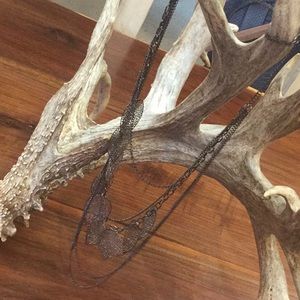 Gunmetal leaf layering necklace